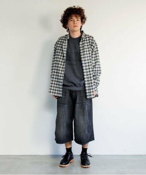 GLAZOS / グラソス ショート・ハーフ・半端丈パンツ | 【大人向けサイズあり】【GLSW.】デニム・ワイドバギーショーツ | 詳細1