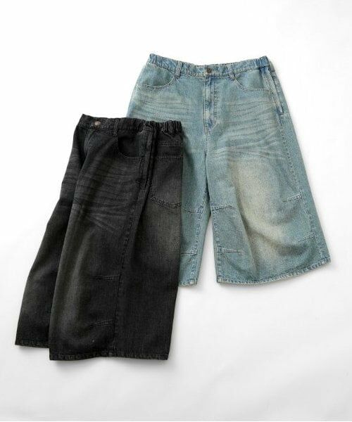 GLAZOS / グラソス ショート・ハーフ・半端丈パンツ | 【大人向けサイズあり】【GLSW.】デニム・ワイドバギーショーツ | 詳細15