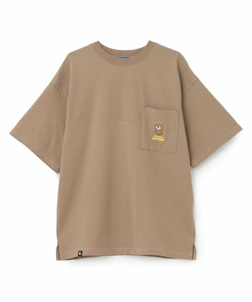 GLAZOS / グラソス Tシャツ | ワンポイント刺しゅうポケット付Tシャツ(ベージュ)