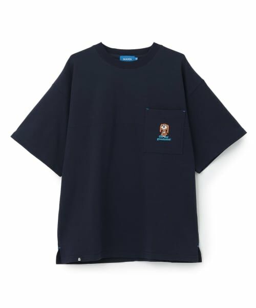 GLAZOS / グラソス Tシャツ | ワンポイント刺しゅうポケット付Tシャツ(紺)