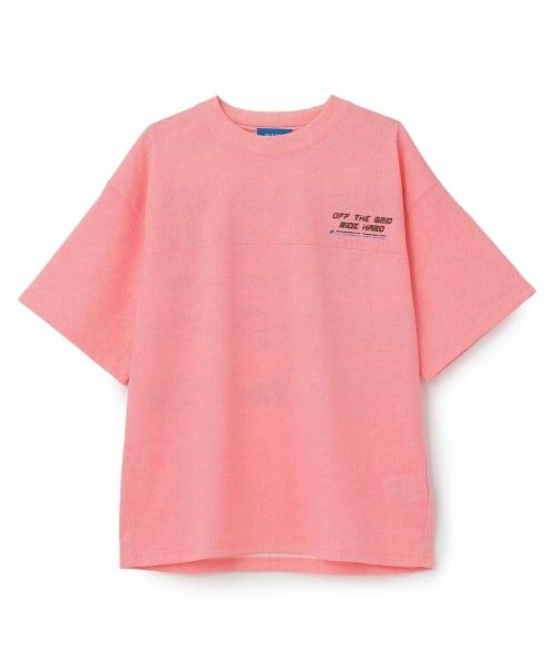 GLAZOS / グラソス Tシャツ | 製品染風レーサープリントTシャツ(ピンク)