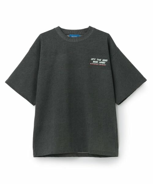 GLAZOS / グラソス Tシャツ | 製品染風レーサープリントTシャツ(チャコール)