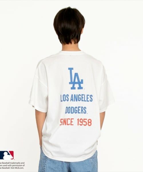 GLAZOS / グラソス Tシャツ | 【大人向けサイズあり】【MLB】チームロゴプリント半袖Tシャツ(シロ(Dodgers))