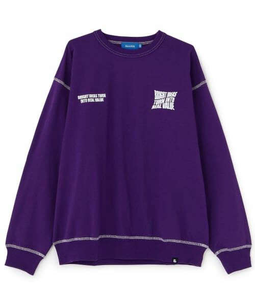 GLAZOS / グラソス Tシャツ | フラッグプリント長袖Tシャツ(パープル)