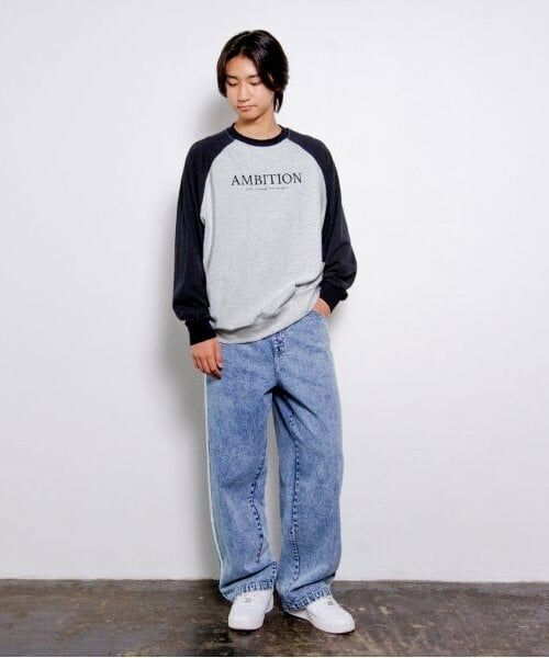 GLAZOS / グラソス Tシャツ | 【大人向けサイズあり】USAコットン・スウェTフロント刺繍ラグランビッグ長袖Tシャツ | 詳細4