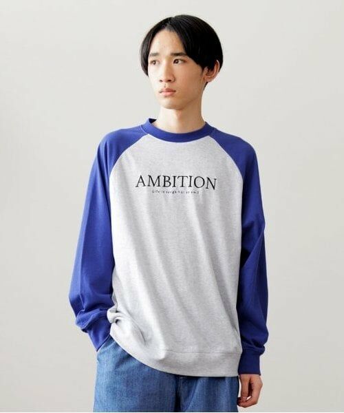 GLAZOS / グラソス Tシャツ | 【大人向けサイズあり】USAコットン・スウェTフロント刺繍ラグランビッグ長袖Tシャツ（ブルー）