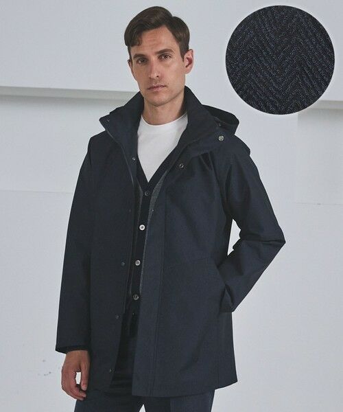 gotairiku/ゴタイリク 【仕事で着用可】ラスタードビー フーデッドブルゾン_地柄(24/25年モデル) ネイビー×ヘリンボーン柄(25年新色) M gotairiku/ゴタイリク 【仕事で着用可】ラスタードビー フーデッドブルゾン_地柄(24/25年モデル) ネイビー×ヘリンボーン柄(25年新色) M