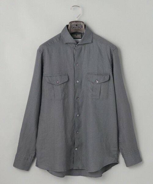 gotairiku/ゴタイリク ノルマンディリネン使用【洗える】カッタウェイカラー ソフトリネンシャツ グレー系 L gotairiku/ゴタイリク ノルマンディリネン使用【洗える】カッタウェイカラー ソフトリネンシャツ グレー系 L