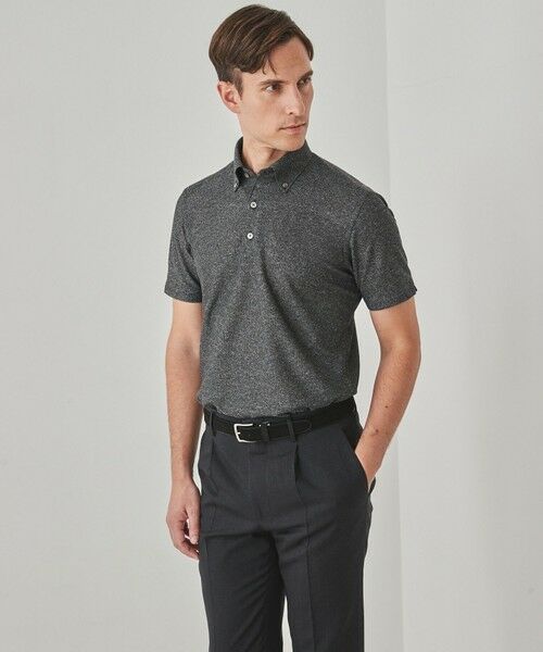 麻混・襟しっかり【洗える/通気性】ノルマンディーリネン ボタン