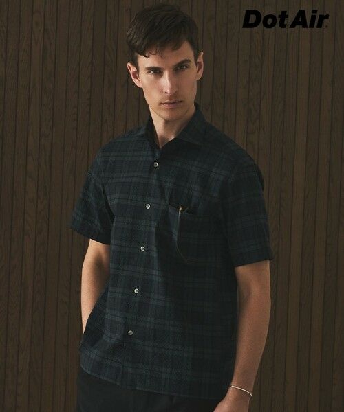 gotairiku / ゴタイリク シャツ・ブラウス | リラックスシルエット【高通気性/吸水速乾】ドッツエアー クールマックスサッカーシャツ（ブラックウォッチ/25年新色）