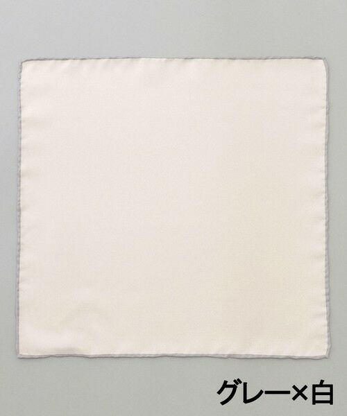 gotairiku/ゴタイリク NEW【日本製】新定番 シルク100% チーフ_カラートリム ライトグレー系 F gotairiku/ゴタイリク NEW【日本製】新定番 シルク100% チーフ_カラートリム ライトグレー系 F