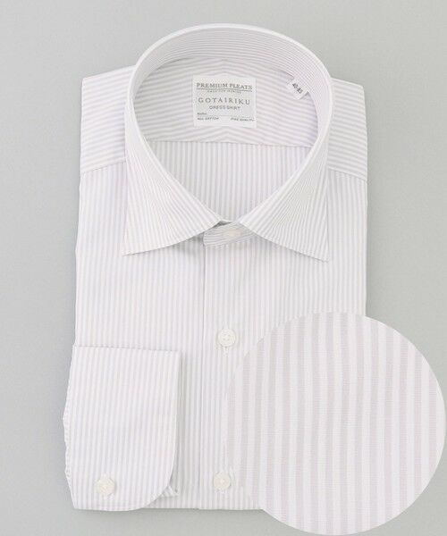 gotairiku/ゴタイリク 【形態安定】PREMIUMPLEATS_セミワイドカラー 通年ドレスシャツ(カラー ストライプ) ライトグレー系1 39/85(15H) gotairiku/ゴタイリク 【形態安定】PREMIUMPLEATS_セミワイドカラー 通年ドレスシャツ(カラー ストライプ) ライトグレー系1 39/85(15H)