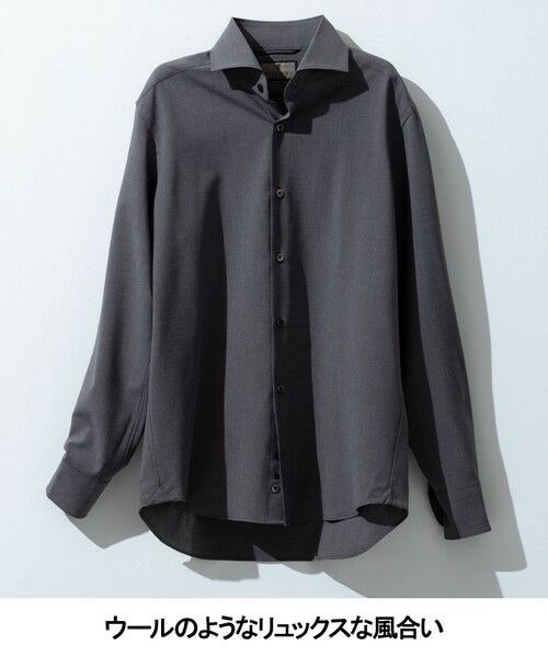 gotairiku / ゴタイリク シャツ・ブラウス | 【シワになりにくい/ストレッチ/洗える】ウールライク シャツ_カッタウェイカラー | 詳細9