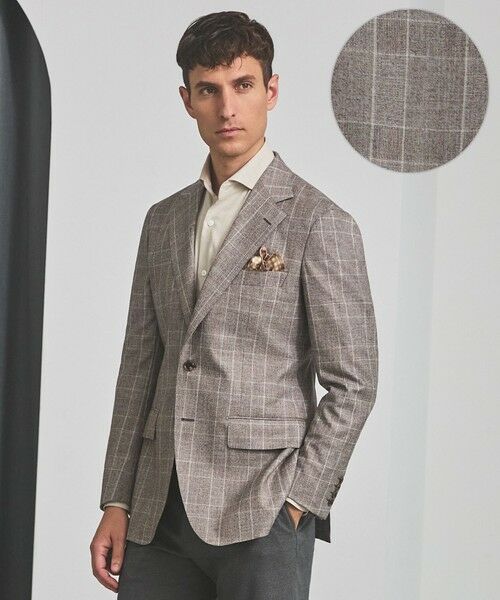 gotairiku / ゴタイリク テーラードジャケット | 【CANONICO/カノニコ】サキソニーウールコットンブレンド ジャケット_ブラウンチェック(ブラウン×グレンチェック)
