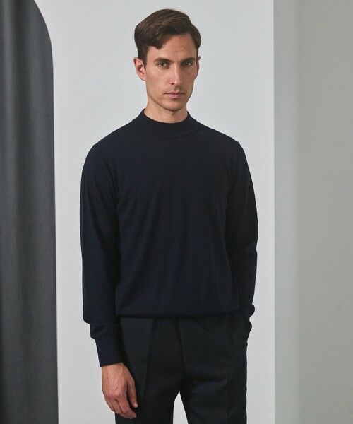 gotairiku/ゴタイリク 25年新作【洗える/チクチクしにくい/ピリングしにくい】イタリア糸 ハイゲージ カバーネックニット_WOOL100% ネイビー系 L gotairiku/ゴタイリク 25年新作【洗える/チクチクしにくい/ピリングしにくい】イタリア糸 ハイゲージ カバーネックニット_WOOL100% ネイビー系 L