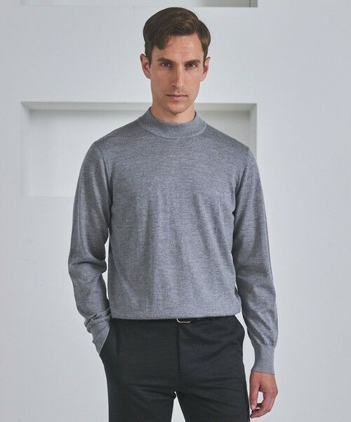 gotairiku/ゴタイリク 25年新作【洗える/チクチクしにくい/ピリングしにくい】イタリア糸 ハイゲージ カバーネックニット_WOOL100% ライトグレー系 L gotairiku/ゴタイリク 25年新作【洗える/チクチクしにくい/ピリングしにくい】イタリア糸 ハイゲージ カバーネックニット_WOOL100% ライトグレー系 L