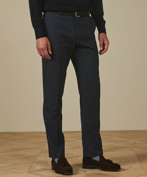 gotairiku/ゴタイリク 仕事で着られる 秋冬の綿パン【吸湿発熱/ストレッチ】ソフトサーモ ストレッチコットンパンツ ネイビー系8 S