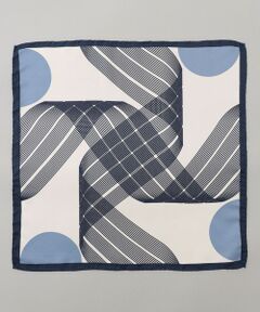 gotairiku / ゴタイリク ハンカチ | 首にも巻ける【2WAY/日本製】シルク100% ポケットチーフ（幾何学柄）