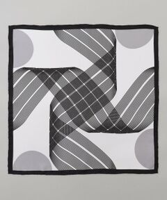 gotairiku / ゴタイリク ハンカチ | 首にも巻ける【2WAY/日本製】シルク100% ポケットチーフ（幾何学柄）