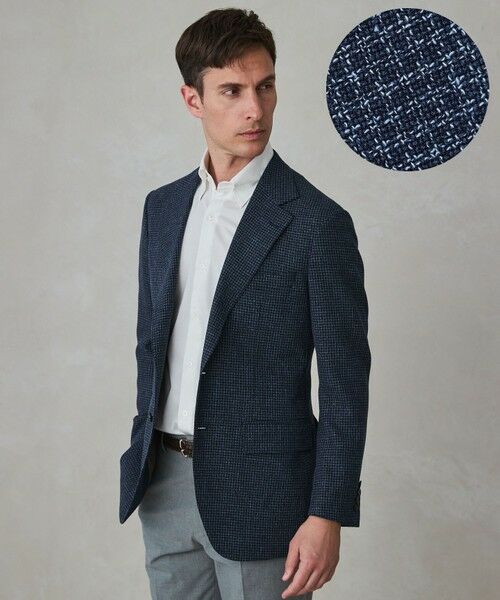 gotairiku / ゴタイリク テーラードジャケット | 【尾州】ストレッチメッシュジャケット_千鳥格子柄（ネイビー×千鳥格子柄）