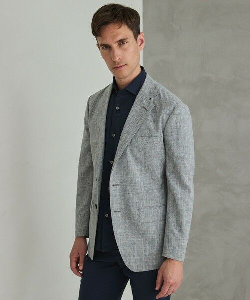 gotairiku / ゴタイリク テーラードジャケット | 新クオリティ/KINGサイズ追加【洗える/シワになりにくい】タイワンタフタ  擬麻ジャケット（ライトグレー系）