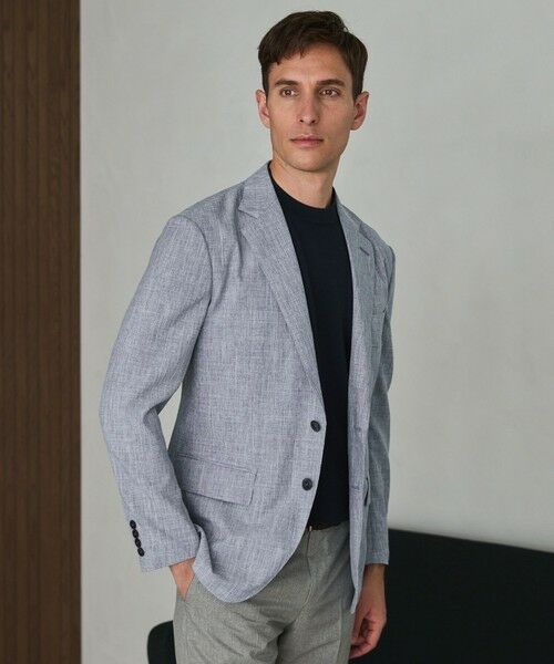 gotairiku / ゴタイリク テーラードジャケット | 新クオリティ/KINGサイズ追加【洗える/シワになりにくい】タイワンタフタ  擬麻ジャケット（サックスブルー系）