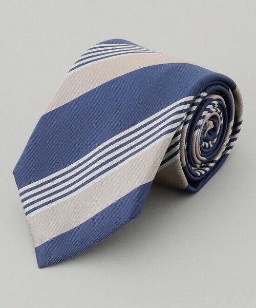 gotairiku / ゴタイリク ネクタイ | 【日本製】シルク ネクタイ_ストライプ（ダルブルー系1）