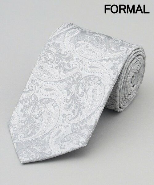 gotairiku / ゴタイリク ネクタイ | 【WEAR BLACK】フォーマル用_ペイズリー ネクタイ（ライトグレー系8）
