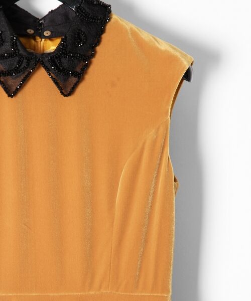 GRACE CONTINENTAL / グレースコンチネンタル ドレス | 刺繍衿ベロアワンピース | 詳細1