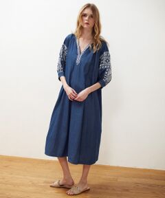 GRACE CONTINENTAL / グレースコンチネンタル ミニ丈・ひざ丈ワンピース | デニム刺繍ワンピース