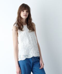 GRACE CONTINENTAL / グレースコンチネンタル Tシャツ | テープ刺繍ノースリーブ