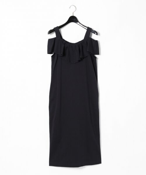 楽ギフ_のし宛書】 ワンピース 黒 Grace high neck dress ポンチ素材