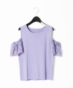 GRACE CONTINENTAL / グレースコンチネンタル ニット・セーター | 袖フリルレースニットトップ