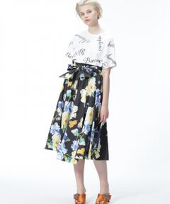 GRACE CONTINENTAL / グレースコンチネンタル ミニ・ひざ丈スカート | フラワープリントラップスカート