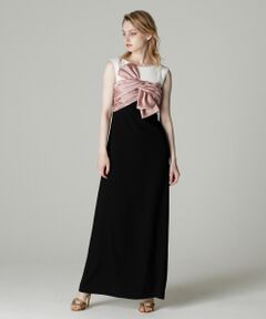 GRACE CONTINENTAL / グレースコンチネンタル ドレス | リボン配色ロングドレス