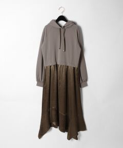 GRACE CONTINENTAL / グレースコンチネンタル ミニ丈・ひざ丈ワンピース | 【ONLINE限定】パーカー切替サテンワンピース