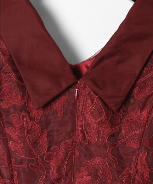 最新品お得オーガン刺繍ドレス　ボルドー (36) ミディアムドレス