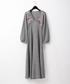 GRACE CONTINENTAL / グレースコンチネンタル ロング・マキシ丈ワンピース | フラワー刺繍ニットワンピース