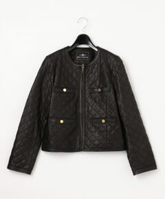GRACE CONTINENTAL / グレースコンチネンタル ノーカラージャケット | キルティング配色レザージャケット