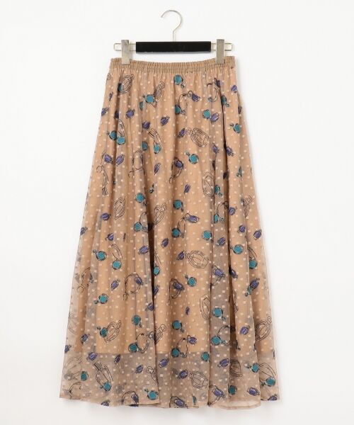【秋】【ほぼ未使用】刺繍チュールラップスカート