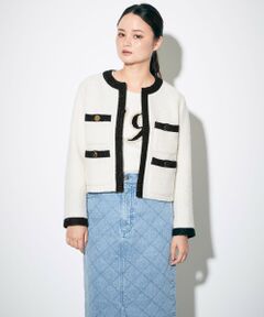 GRACE CONTINENTAL / グレースコンチネンタル ノーカラージャケット | ラメツイードバイカラージャケット