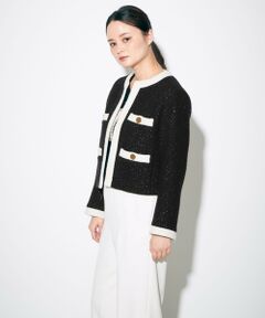 GRACE CONTINENTAL / グレースコンチネンタル ノーカラージャケット | ラメツイードバイカラージャケット