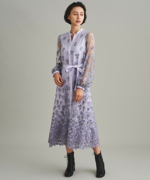 フラワー刺繍ロングドレス