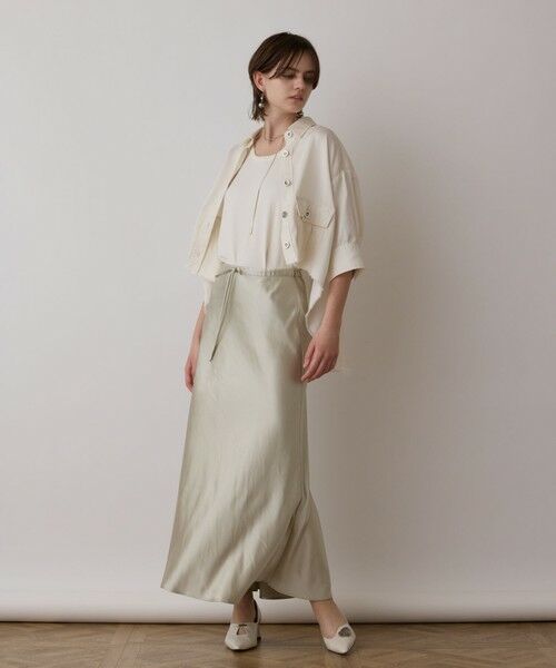 GRACE CONTINENTAL / グレースコンチネンタル ロング・マキシ丈スカート | サテンストレッチイージースカート | 詳細6