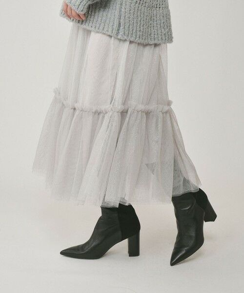 GRACE CONTINENTAL / グレースコンチネンタル ロング・マキシ丈スカート | ラメチュールギャザースカート | 詳細1