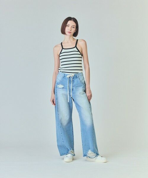 GRACE CONTINENTAL/グレースコンチネンタル ドロストウエストデニムパンツ サックス 36 GRACE CONTINENTAL/グレースコンチネンタル ドロストウエストデニムパンツ サックス 36