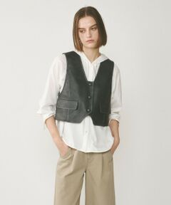 GRACE CONTINENTAL / グレースコンチネンタル ノーカラージャケット | レザーショートジレジャケット