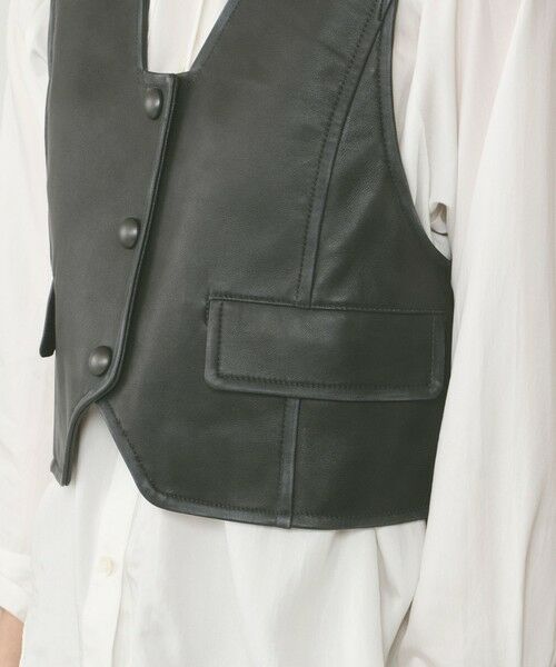 GRACE CONTINENTAL / グレースコンチネンタル ノーカラージャケット | レザーショートジレジャケット | 詳細4