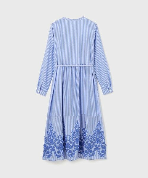 【SALE／37%OFF】 ストライプ刺繍ワンピース （ロング・マキシ丈ワンピース 服、靴