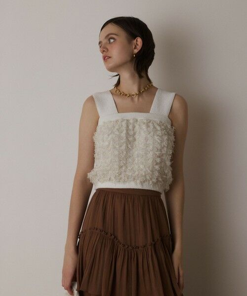 GRACE CONTINENTAL / グレースコンチネンタル ニット・セーター | フリンジニットベアトップ | 詳細1